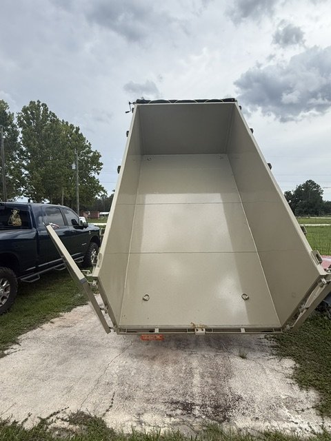 Inside the empty 14-foot dump trailer bed